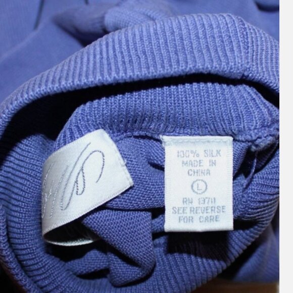 Lord & Taylor Purple Silk Sweater Pullover Top Vtg Large Mock Neck Short Sleeve - Picture 4 of 5